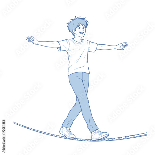 man walks on a tightrope illustration vector icon Vector illustration on a white background