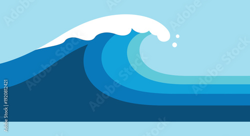 A stylized layered wave crests against a light blue background creating a peaceful coastal scene silhouette high quality professional detailed modern