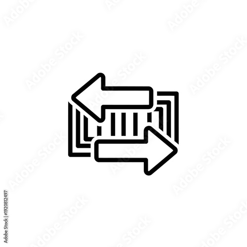 Business Data Transfer Icon Showing Linking Arrows with Barcode