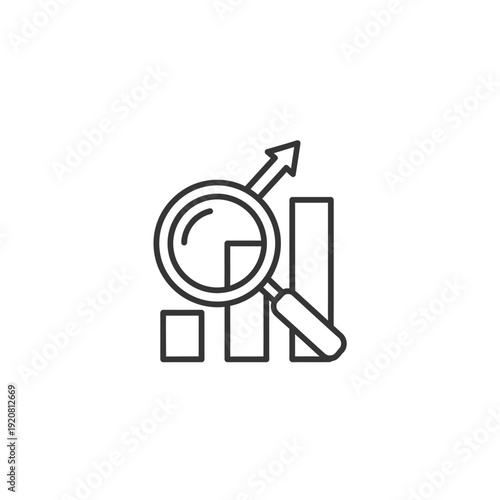 Business Growth Analysis with Graphs and Magnifying Glass Illustration