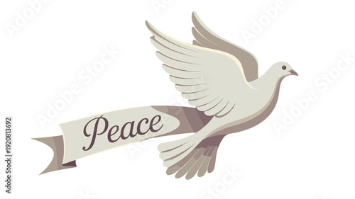 A dove with a peace banner.