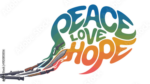 Peace, Love, Hope: A powerful message against weapon, transformed into a symbol.