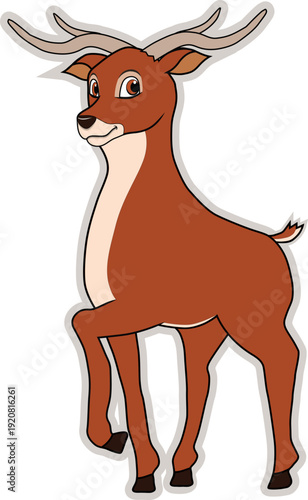 A friendly deer is posing with one front leg raised