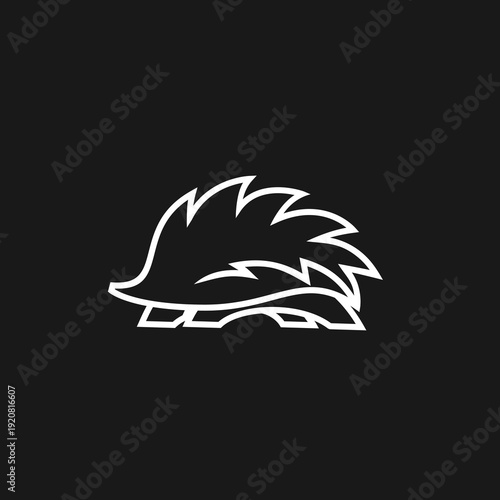 Minimalist White Outline Hedgehog Logo Icon Design on Black Background