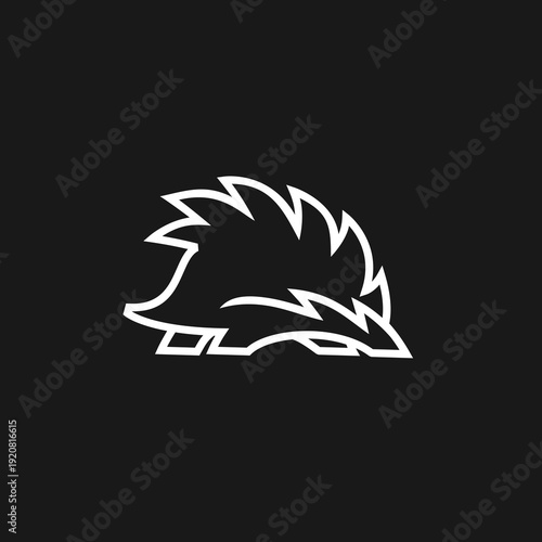 Hedgehog Line Art Logo Icon on Black Background