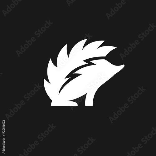 Stylized Hedgehog Lightning Bolt Logo Design. Modern Animal Icon for Speed, Power, and Nature Concepts.