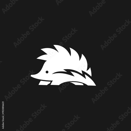 Minimalist Hedgehog Logo Icon with Lightning Bolt Design