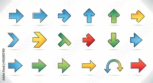 Set of colorful arrow vector icons set