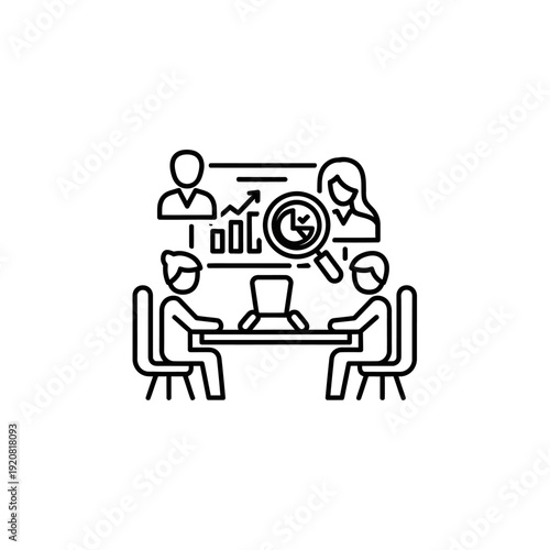 Business Meeting with Data Analysis and Team Collaboration in Office Setting