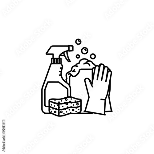 Clean and Sanitize with Spray Bottle and Cleaning Tools for Household Hygiene