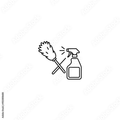 Cleaning and Disinfection Concept With Feather Duster and Spray Bottle for Hygiene Maintenance
