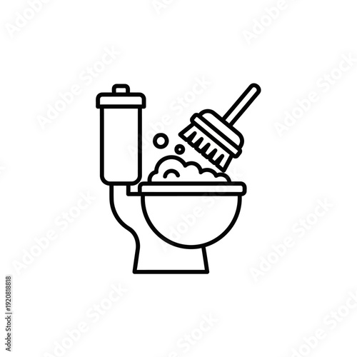 Cleaning Bathroom Toilet with Brush and Water Filter Illustration