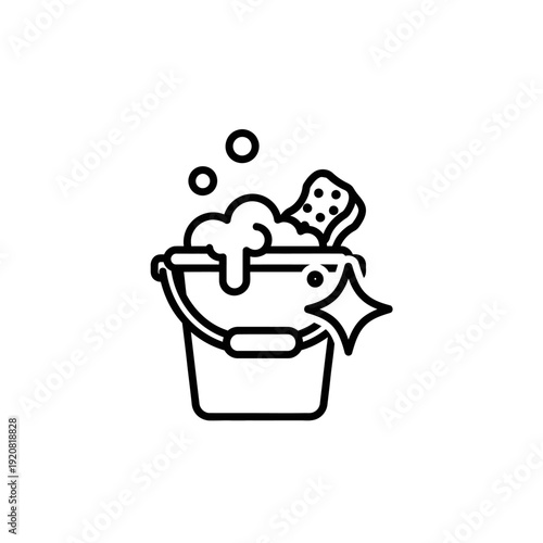 Cleaning Bathing Supplies with Soap and Foam in a Plastic Bucket for Hygiene Use