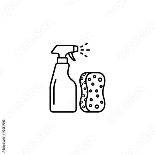 Cleaning Spray Bottle and Sponge for Surface Disinfection and Maintenance