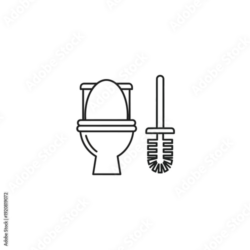 Cleaning Supplies and Bathroom Toilet Brush in Minimalist Design