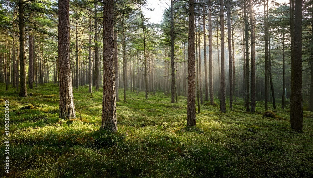 Fototapeta premium a dense pine forest background perfect for a serene natural theme