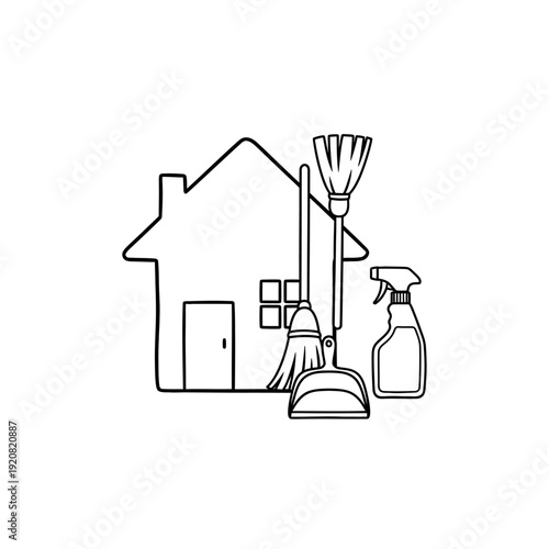 Cleaning Supplies and Household Tools for Home Maintenance and Hygiene