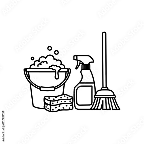 Cleaning Supplies and Tools for Household Dishwashing and Surface Maintenance