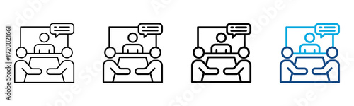 Video Conference Icon Different Style Outline Collection Set Vector illustration
