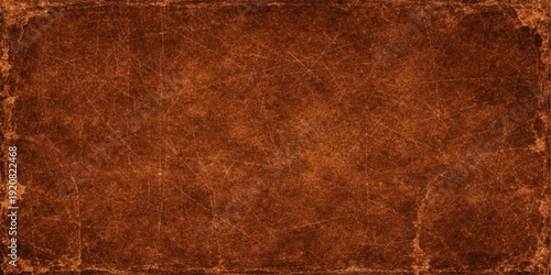 Aged brown leather texture with a vintage grunge pattern on a rough antique surface creates a stained parchment backdrop for an old parchment design