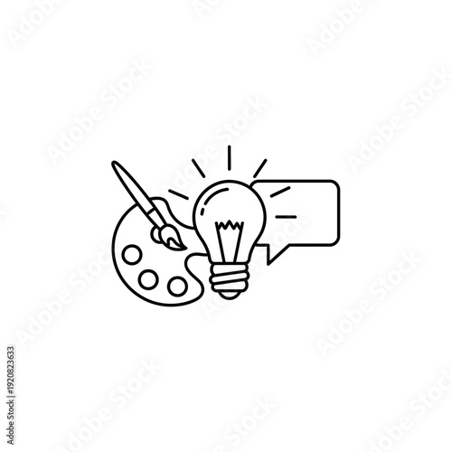 Creative Idea Concept Illustration with Lightbulb and Art Palette for Innovation