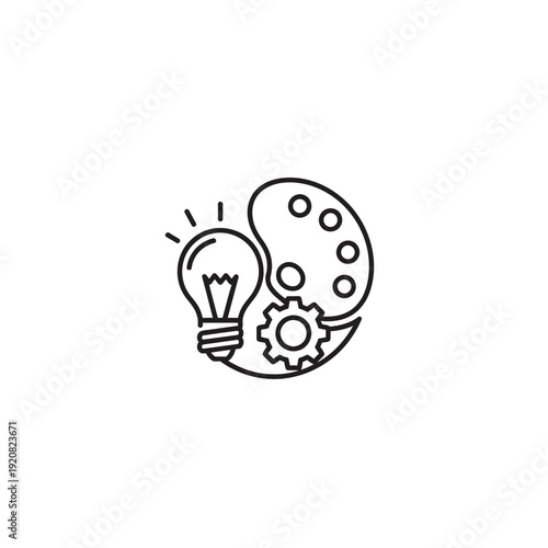 Creative Idea Generation with Light Bulb and Palette Icon in Minimal Design