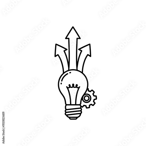 Creative Idea Illustration with Lightbulb and Arrows for Innovation and Inspiration