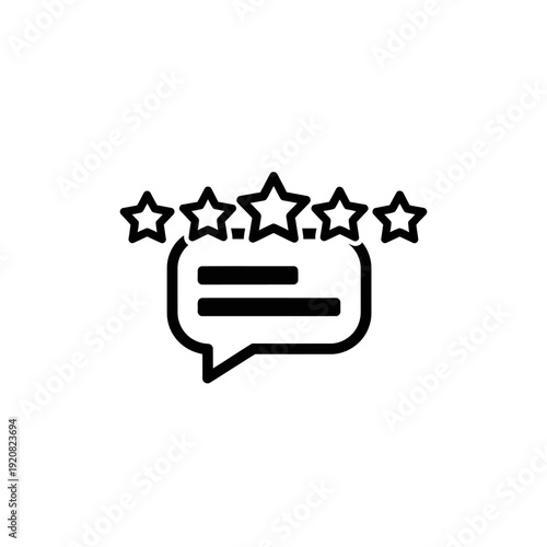 Customer Review Five Star Rating Icon with Feedback Bubble for Service Quality