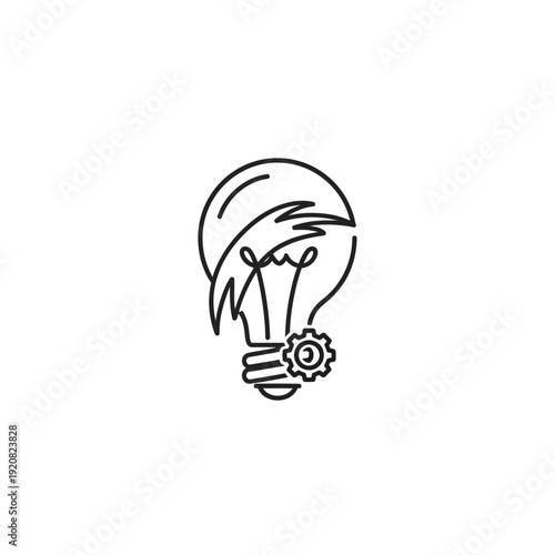 Creative Innovation Concept Illustration Featuring Light Bulb and Gear Icon