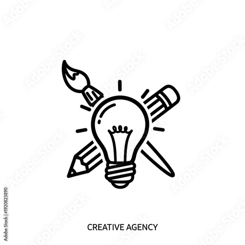 Creative Brainstorming Light Bulb with Art Supplies for Innovative Ideas