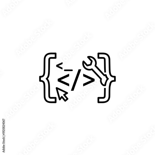 Creative Coding and Programming Concept with Computer Code Icons