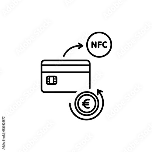 Digital Contactless Payment Illustration with NFC Technology and Credit Card
