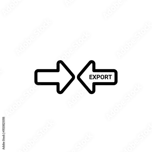 Digital Export Icon Illustration with Arrow and Text for E-commerce and Technology Concepts