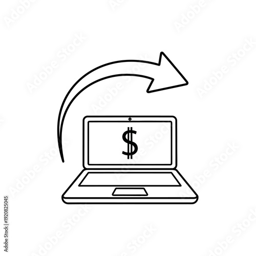 Digital Financial Transaction Concept with Laptop and Currency Icon