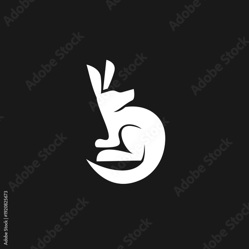 Minimalist White Kangaroo Silhouette Logo Design on Black Background