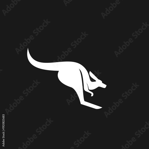Dynamic Kangaroo Silhouette Leaping on Black Background Vector Illustration