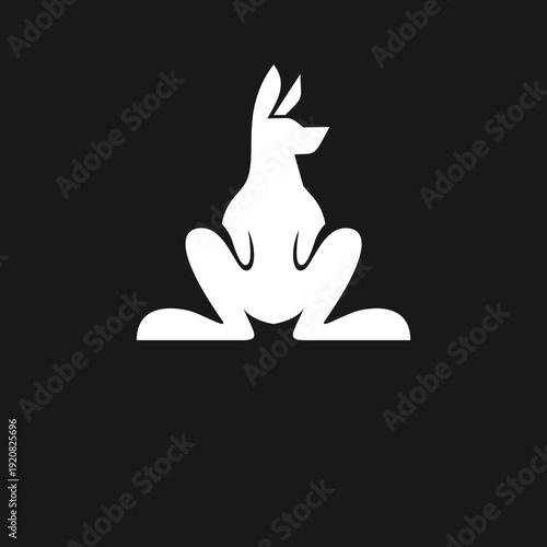 Minimalist Kangaroo Silhouette Logo on Black Background