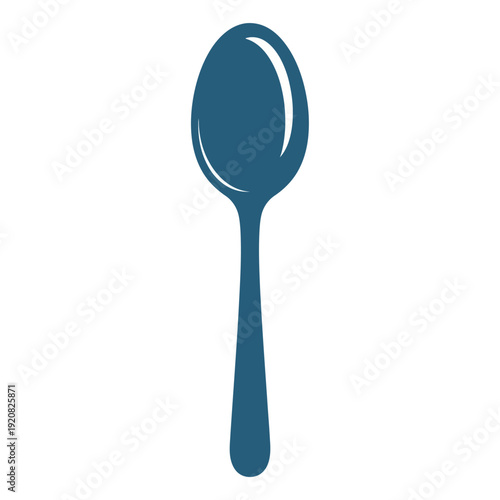 Simple blue illustration of a spoon on white background.