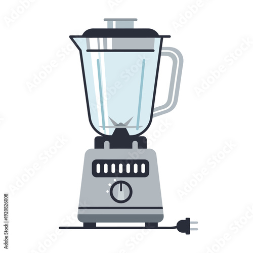 Modern Blender with Control Panel and Power Cord.