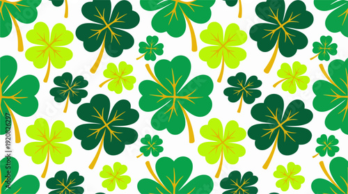 Flat vector illustration of a four-leaf clover symbol. Represents luck, fortune, and Irish culture, commonly associated with St. Patrick’s Day