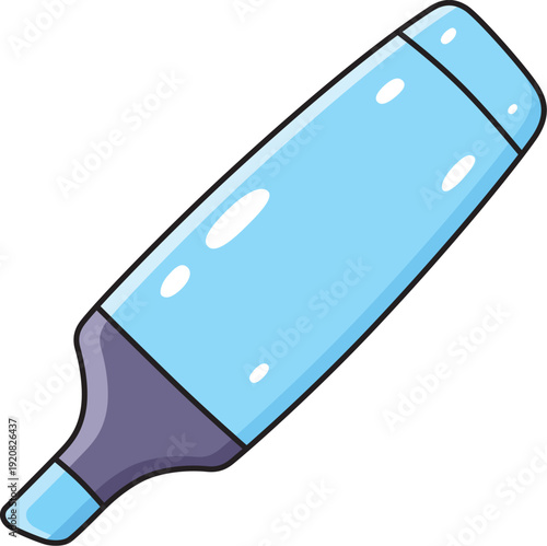 Blue highlighter pen marker cartoon illustration isolated vector