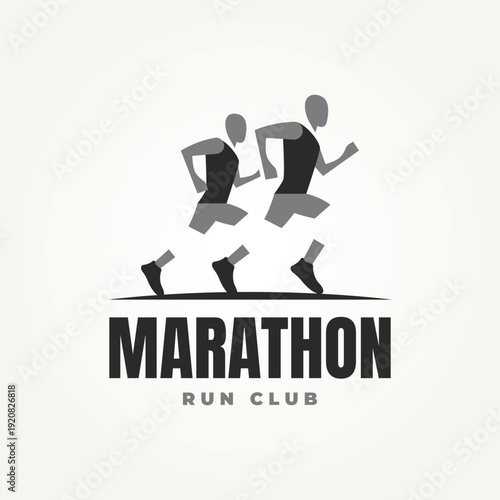 marathon run club icon logo vector illustration design. athlete, fitness, running logo concept