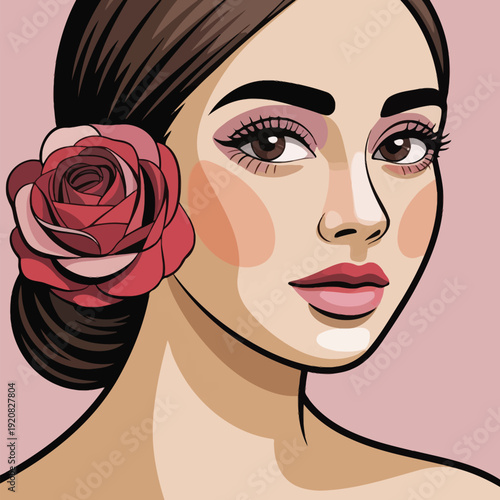 An illustration of a lovely girl's face in vector format.