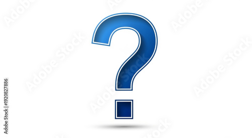 Large blue question mark symbol with white outline on plain white background