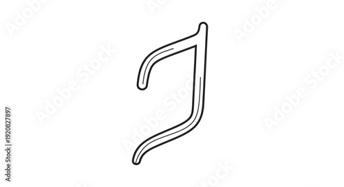 Simple black and white line art illustration of a curved abstract shape or symbol on a plain white background minimalist design element
