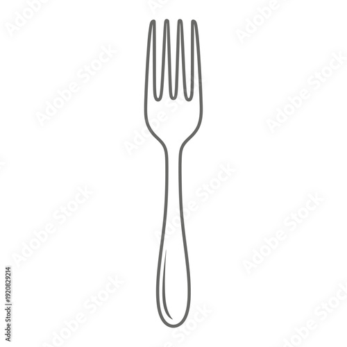 Simple line drawing of a dinner fork on a white background.