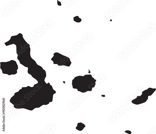 Galapagos Islands (Isabela Island, Santa Cruz Island, San Cristóbal Island) Map Shape Silhouette in Ecuador South America Editable Vector

