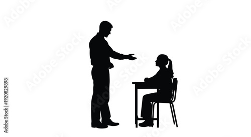 A man and woman interacting during a meeting stark silhouette