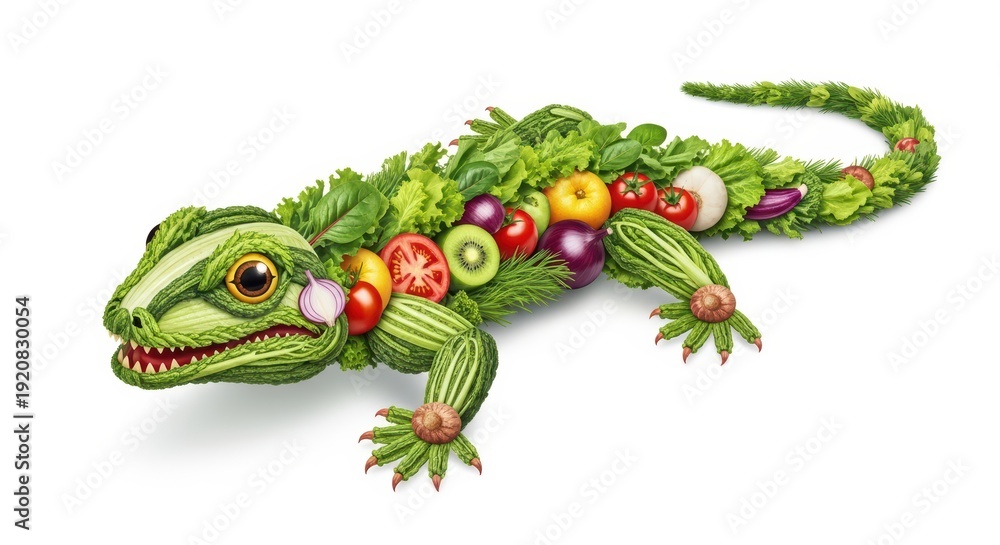 Fototapeta premium Vegetable Lizard: Healthy Eating Art