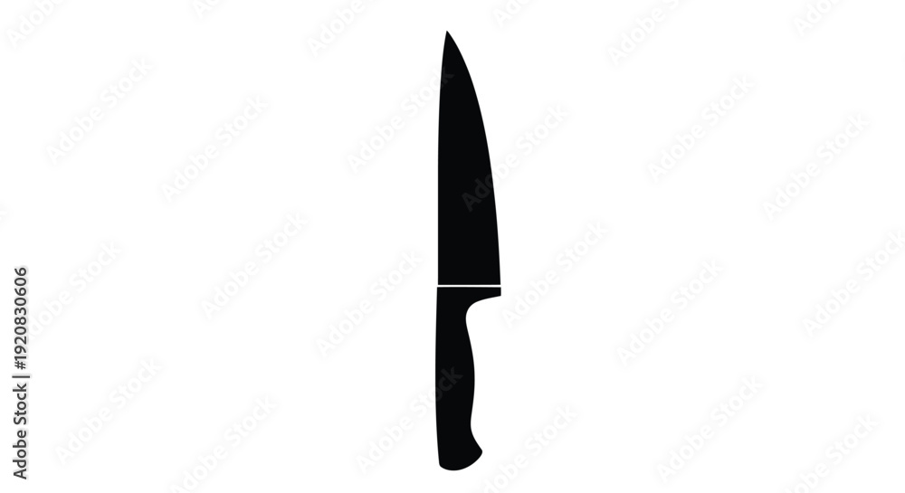 Obraz premium A sleek black chef s knife displayed in stark contrast silhouette